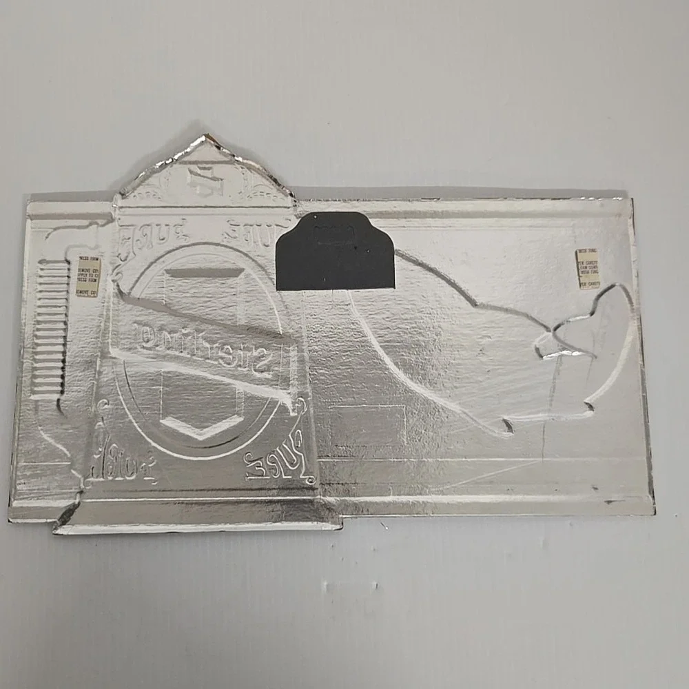 1974 STERLING Pure Beer Bass Fish Embosograph Metallic Sign Heileman‎ Brewing